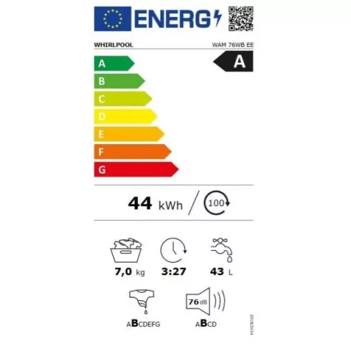 Whirlpool WAM 76WB EE MOSÓGÉP ELÖLTÖLTŐS KESKENY GŐZ FUNKCIÓVAL