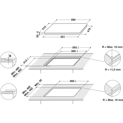 Whirlpool WL S7260 NE FŐZŐLAP BEÉPÍTHETŐ  INDUKCIÓS