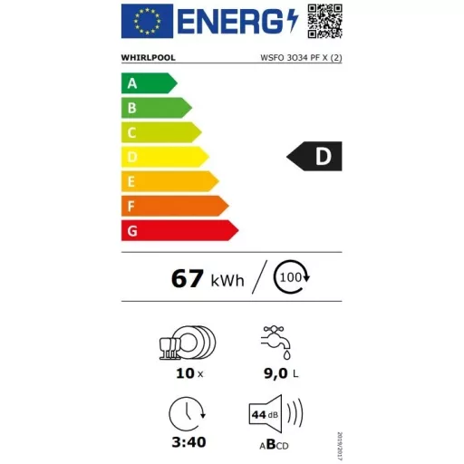 Whirlpool WSFO 3O34 PF X MOSOGATÓGÉP 10 TERÍTÉK KESKENY