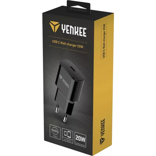 Yenkee YAC 2033BK HÁLÓZATI TÖLTŐ, 20W, USB-C, FEKETE