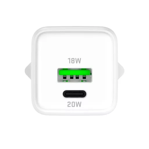 Yenkee YAC G38 HÁLÓZATI TÖLTŐ, 20W, 1 USB-C, 1 USB-A, FEHÉR