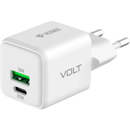Yenkee YAC G38 HÁLÓZATI TÖLTŐ, 20W, 1 USB-C, 1 USB-A, FEHÉR